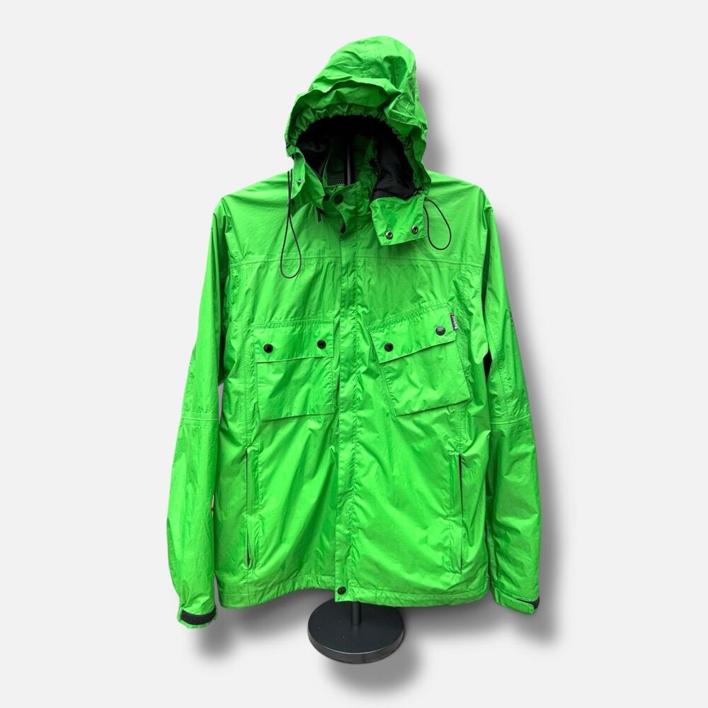 Barbour Short International Slicker Neon Green Waterproof Jacket M Motorcycle